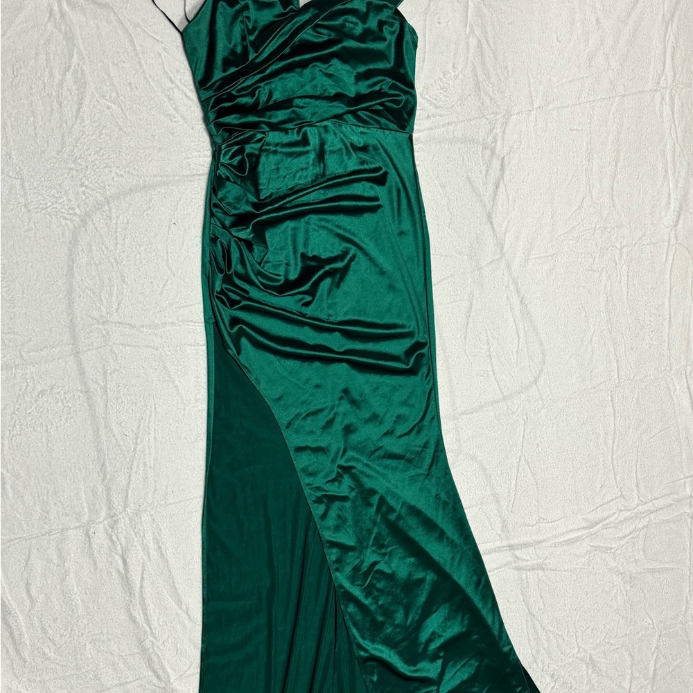 Elegant Green Satin Dress